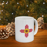 Zia Symbol & Sunflower 11oz Coffee Mug - Southwestern Charm for Your Daily Brew!"