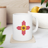 Zia Symbol & Sunflower 11oz Coffee Mug - Southwestern Charm for Your Daily Brew!"