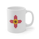 Zia Symbol & Sunflower 11oz Coffee Mug - Southwestern Charm for Your Daily Brew!"